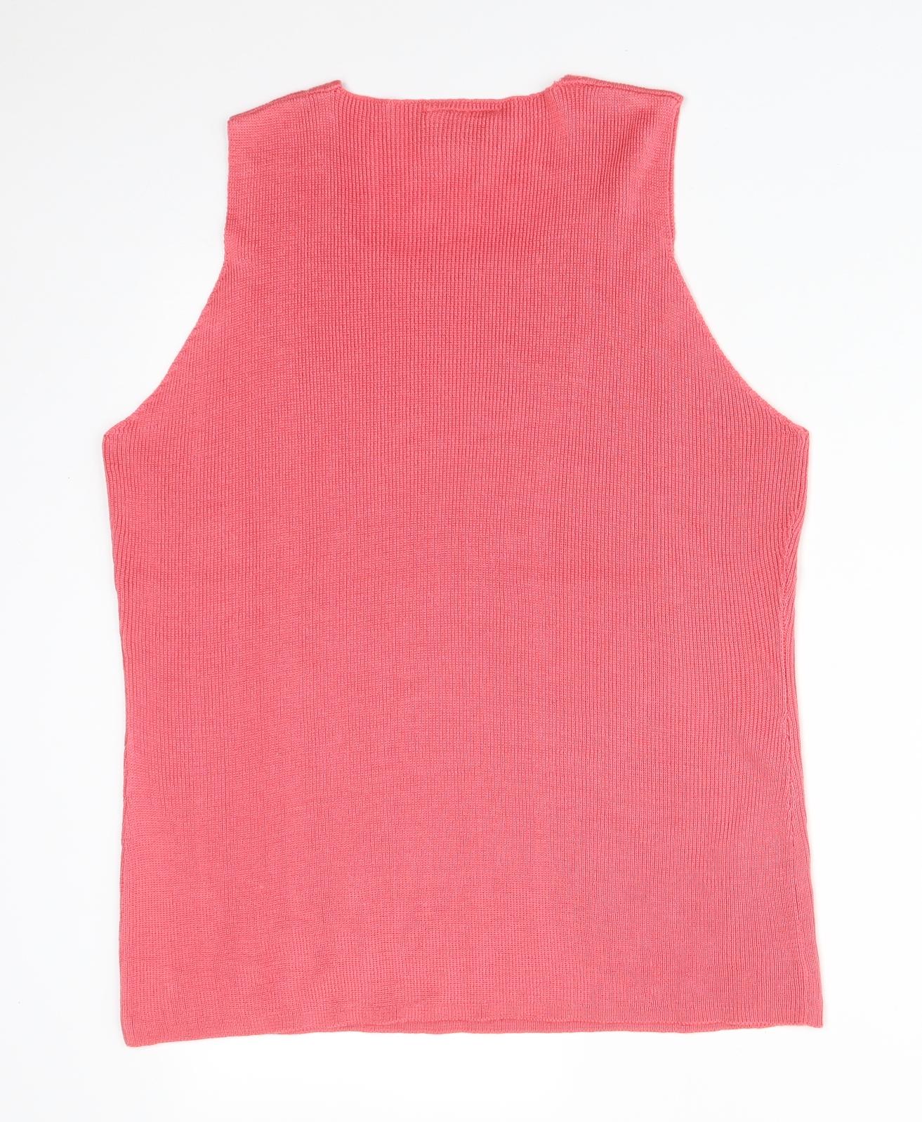 Sara Womens Pink  Acrylic Basic T-Shirt Size 20 Square Neck