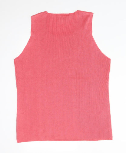 Sara Womens Pink  Acrylic Basic T-Shirt Size 20 Square Neck