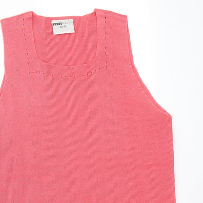 Sara Womens Pink  Acrylic Basic T-Shirt Size 20 Square Neck