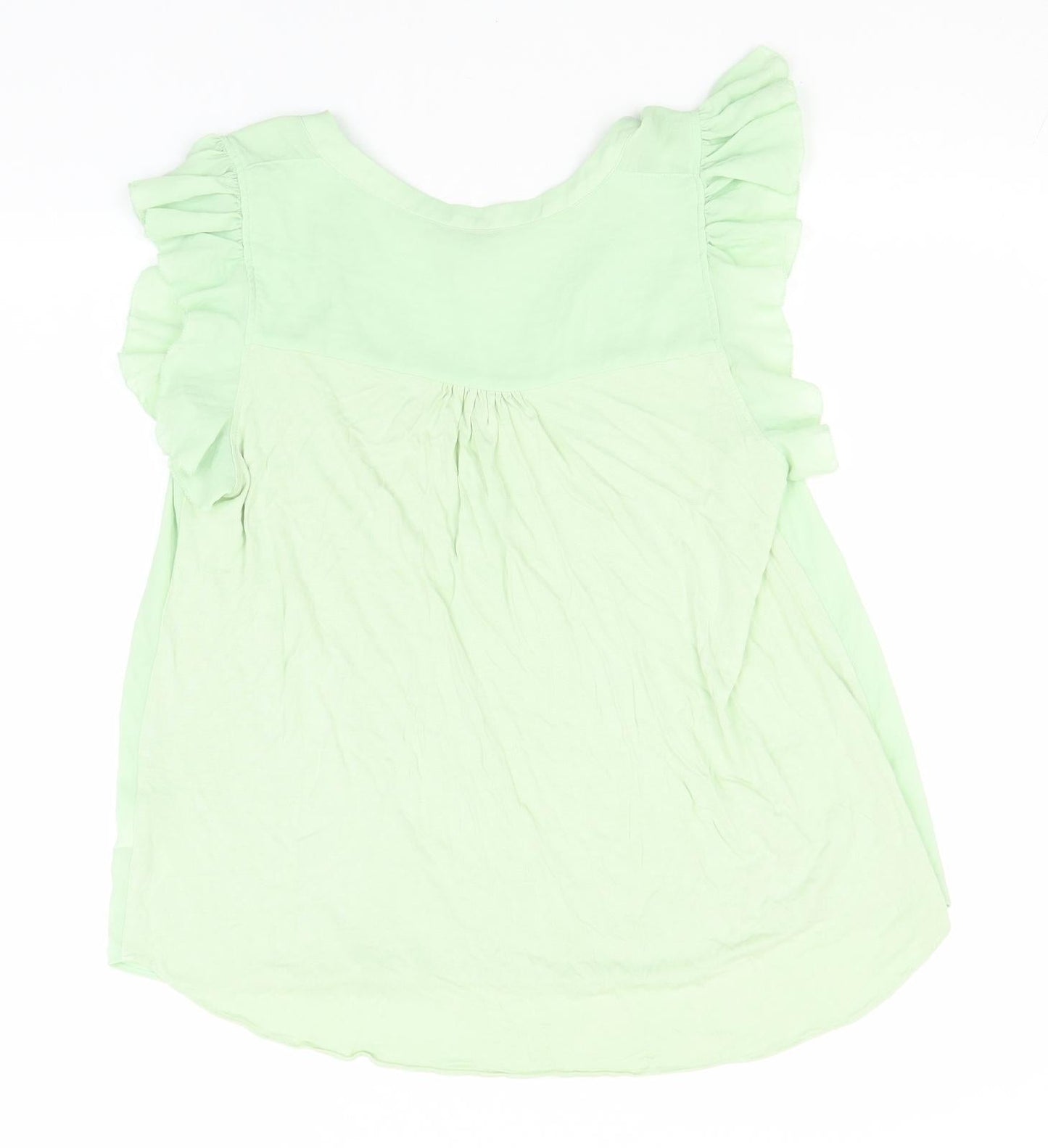 H&M Womens Green  Polyester Basic T-Shirt Size M V-Neck