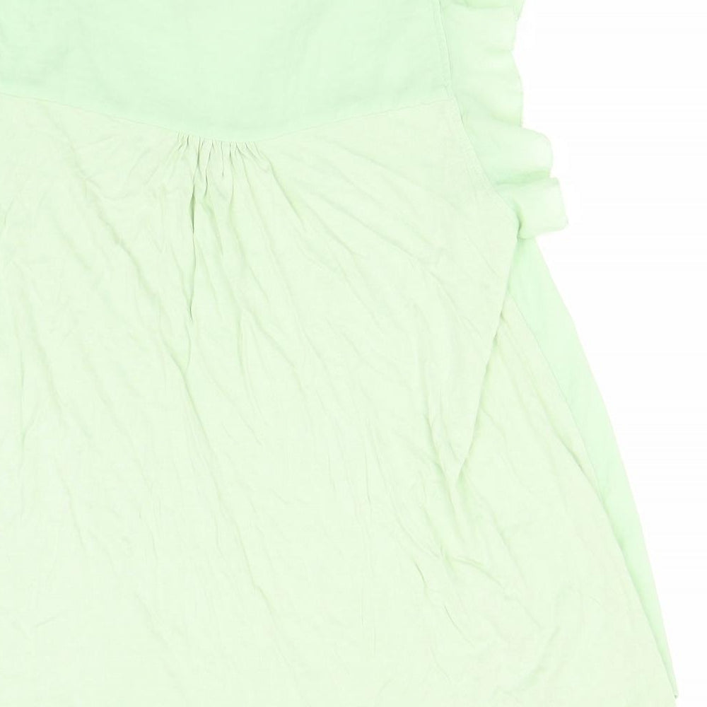H&M Womens Green  Polyester Basic T-Shirt Size M V-Neck