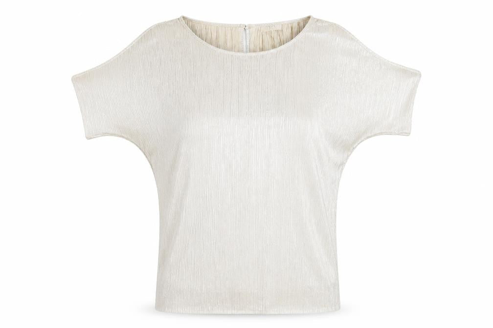 Papaya Womens Gold Striped Polyester Basic T-Shirt Size 12 Round Neck