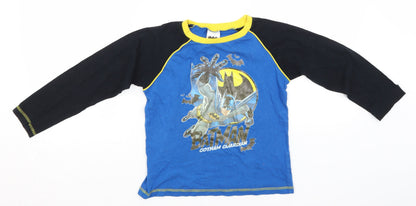 Preloved Batman Boys Blue Solid Cotton  Pyjama Top Size 7-8 Years   - Gotham Guardian - Front