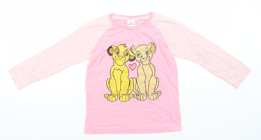 Disney Girls Pink Solid Polyester Top Pyjama Top Size 6-7 Years   - Lion King