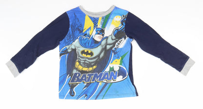 Preloved Batman Boys Blue Solid Cotton  Pyjama Top Size 9-10 Years - Front