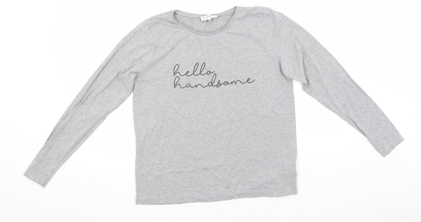 In the Style Womens Grey  Cotton Basic T-Shirt Size 10 Round Neck - Hello Handsome