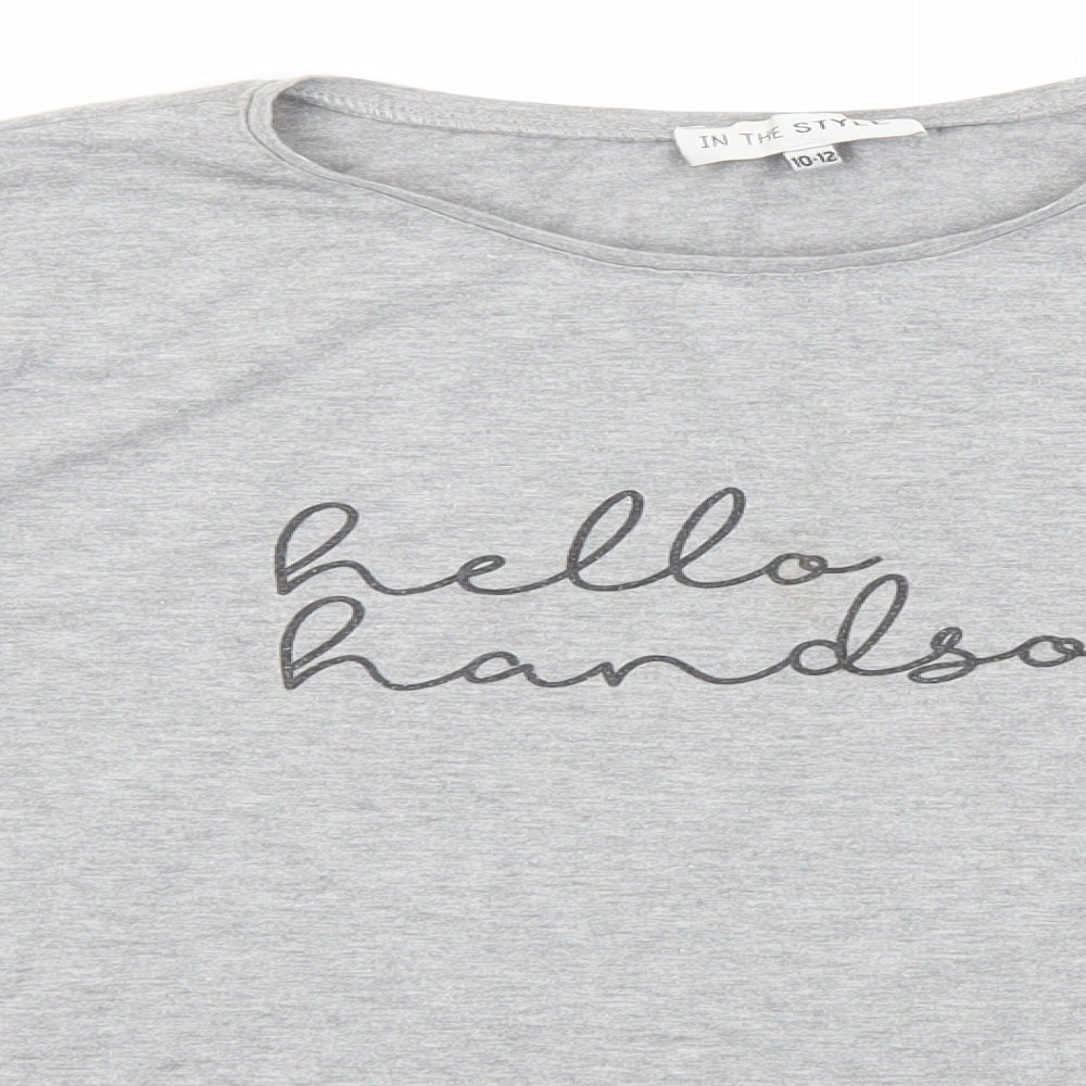 In the Style Womens Grey  Cotton Basic T-Shirt Size 10 Round Neck - Hello Handsome