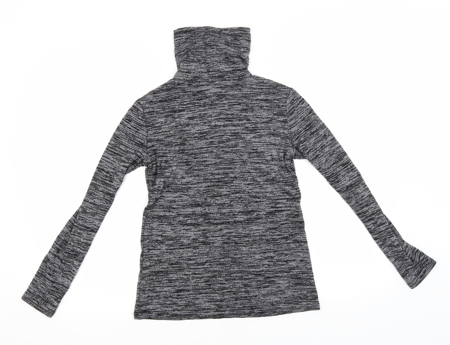 Lottie Womens Grey Roll Neck Striped Viscose Pullover Jumper Size 8