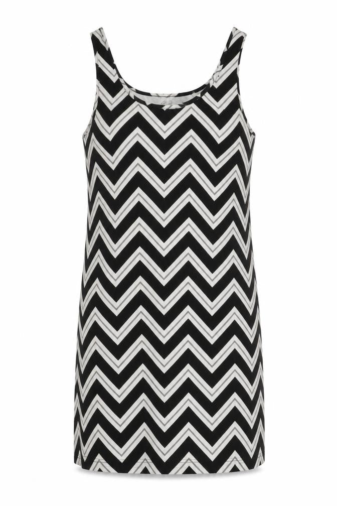 Peacocs Womens Black Geometric Cotton Tank Dress  Size 16