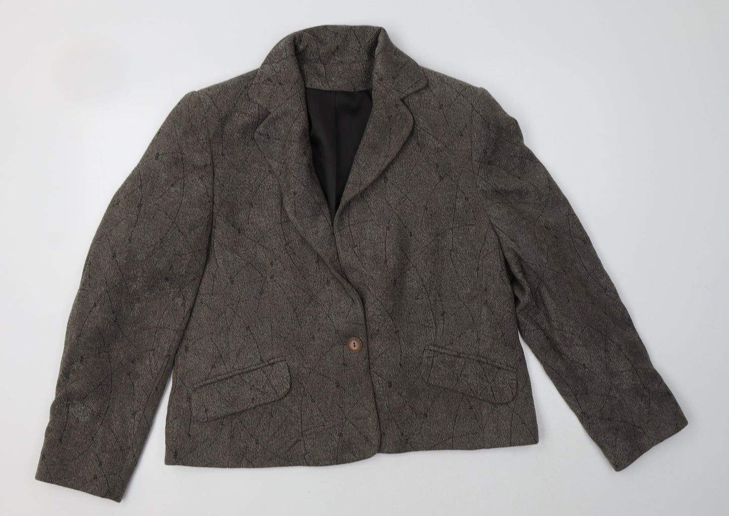 Preworn Womens Grey Geometric  Jacket Blazer Size 18