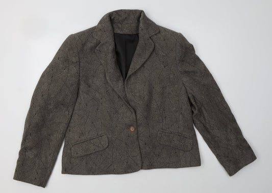 Preworn Womens Grey Geometric  Jacket Blazer Size 18