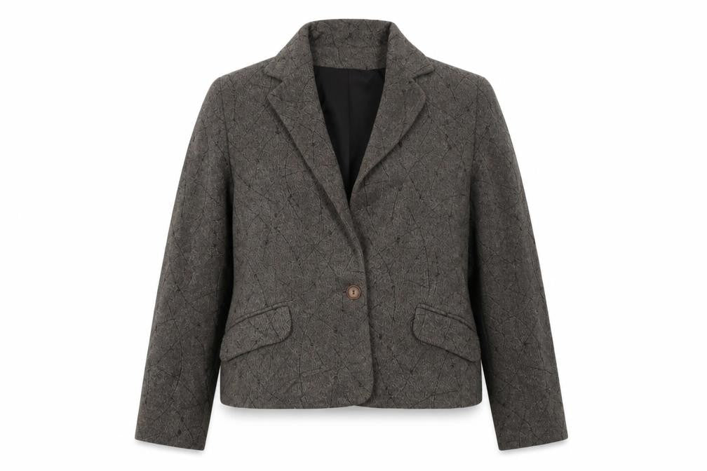 Preworn Womens Grey Geometric  Jacket Blazer Size 18