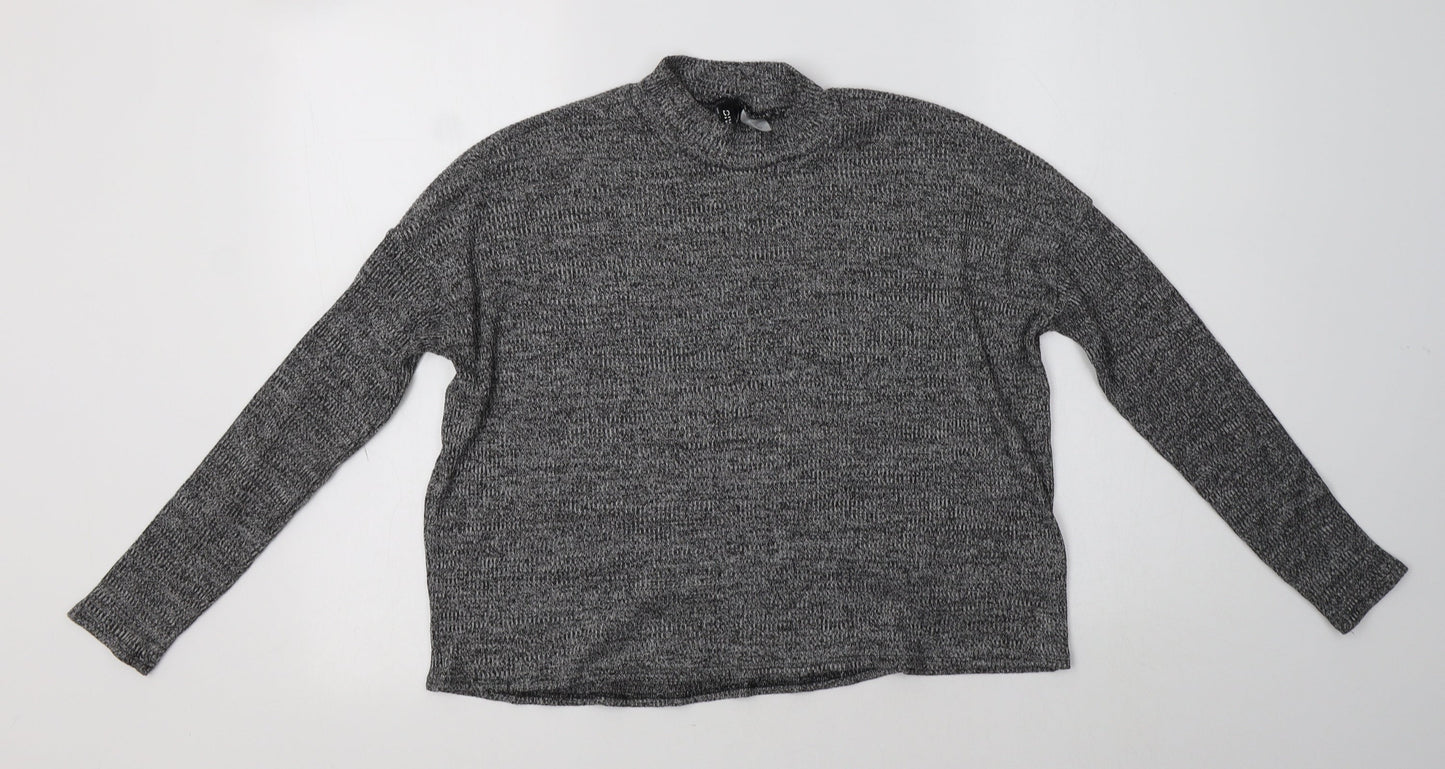 H&M Womens Grey Mock Neck  Polyester Pullover Jumper Size M
