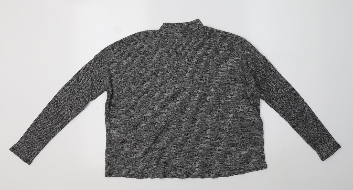 H&M Womens Grey Mock Neck  Polyester Pullover Jumper Size M