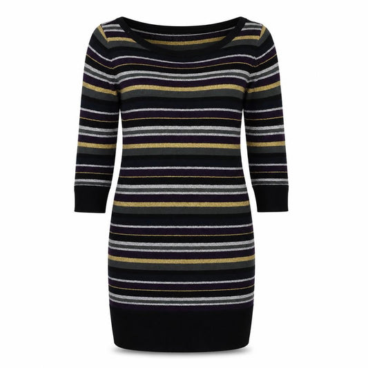 Soaked in Luxury Womens Multicoloured Striped Acrylic Jumper Dress  Size S  Boat Neck