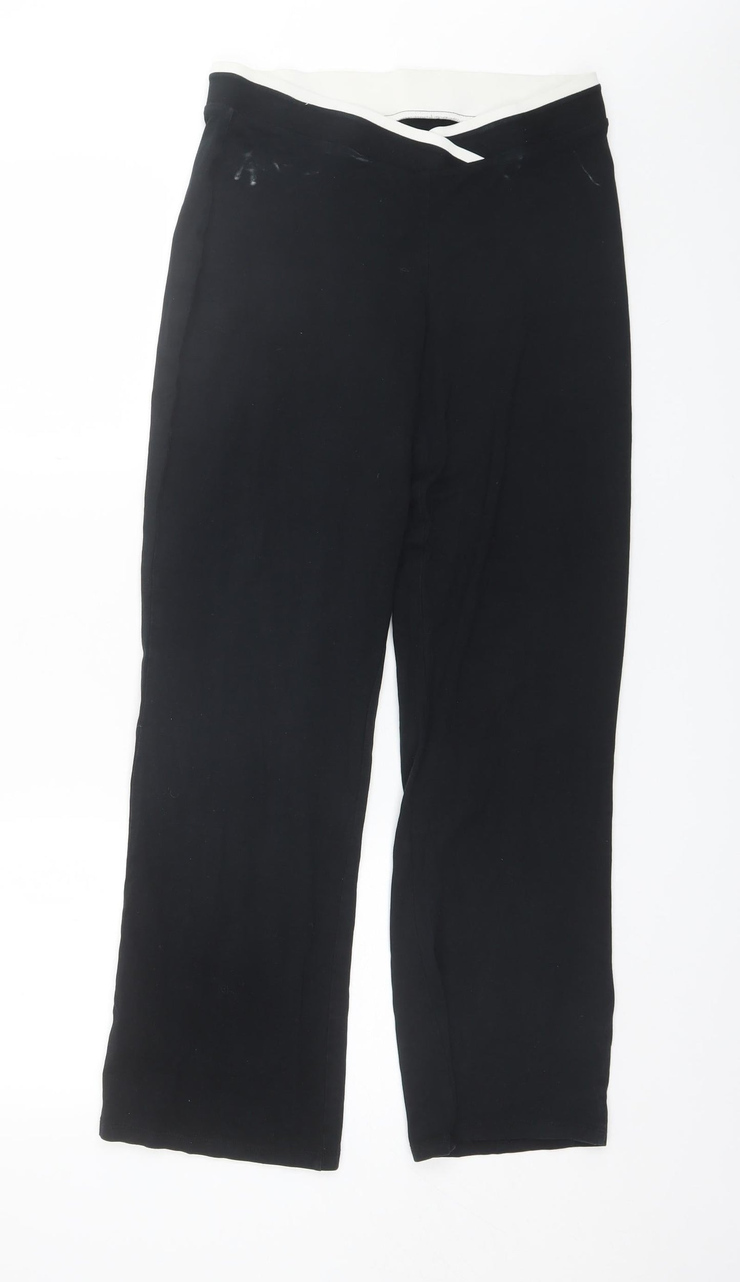 Marks and Spencer Womens Black  Cotton Trousers  Size 10 L29 in Regular