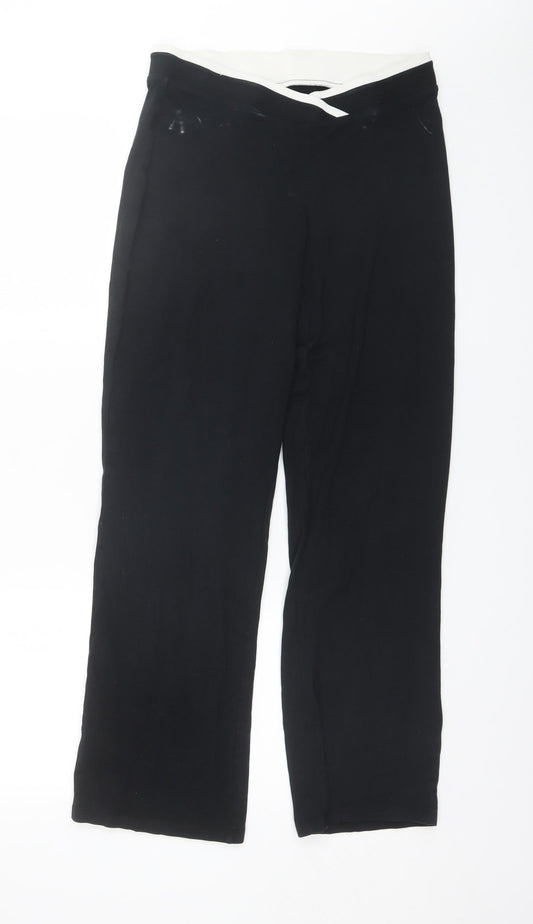 Marks and Spencer Womens Black  Cotton Trousers  Size 10 L29 in Regular
