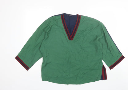 Marks & Spencer Womens Green  Viscose Basic Blouse Size 12 V-Neck