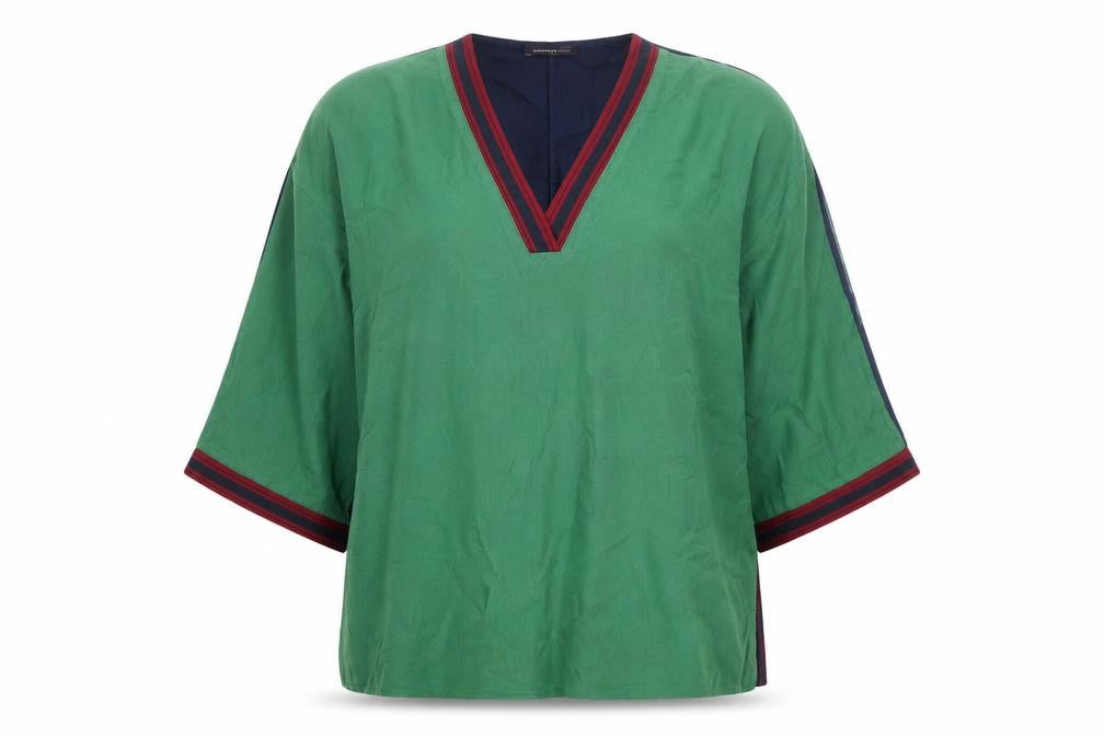 Marks & Spencer Womens Green  Viscose Basic Blouse Size 12 V-Neck
