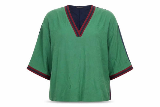 Marks and Spencer Womens Green  Viscose Basic Blouse Size 12 V-Neck