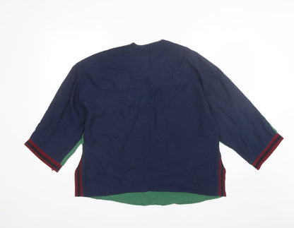 Marks & Spencer Womens Green  Viscose Basic Blouse Size 12 V-Neck
