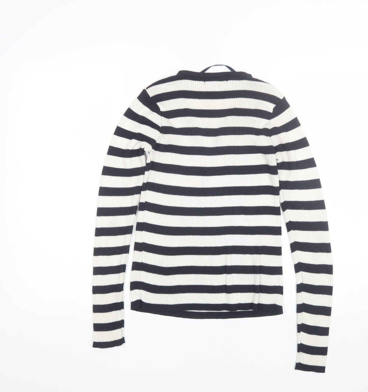 Atmosphere Womens Blue V-Neck Striped Polyester Pullover Jumper Size 12