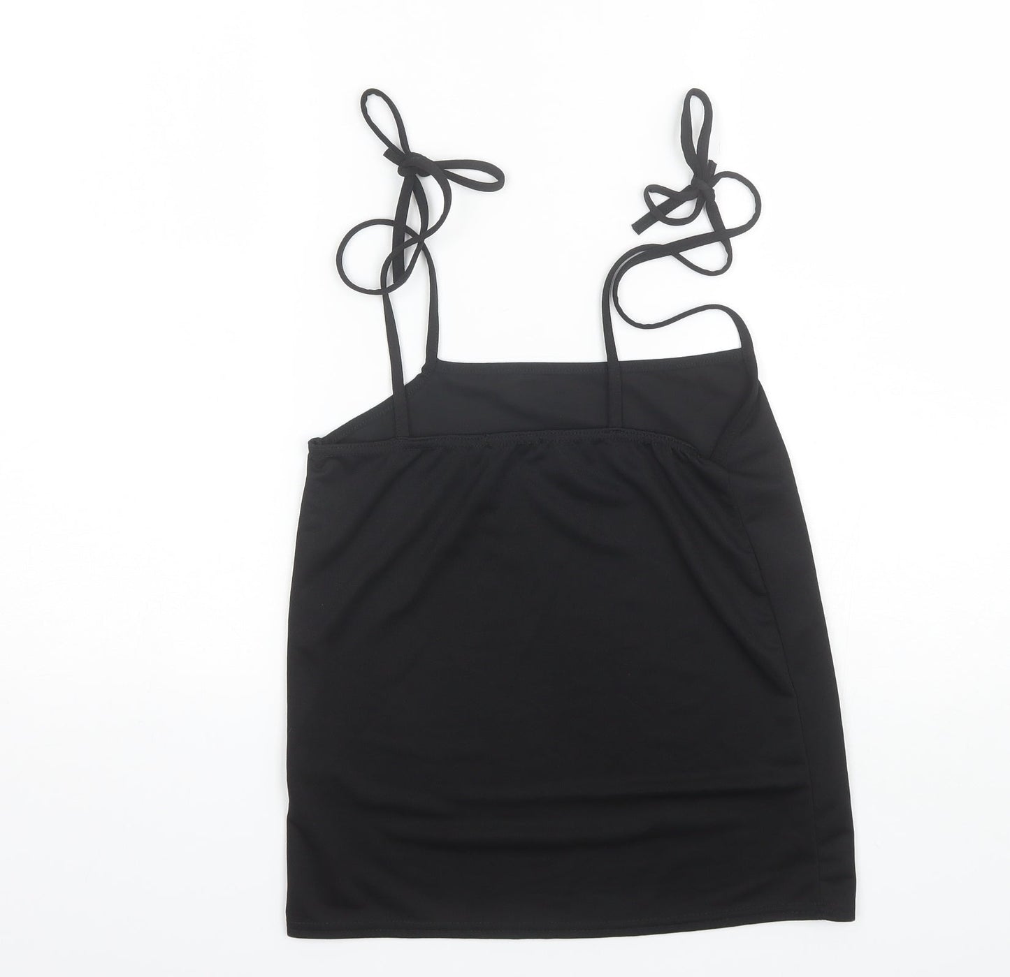 PRETTYLITTLETHING Womens Black  Polyester Camisole Blouse Size 10 Round Neck
