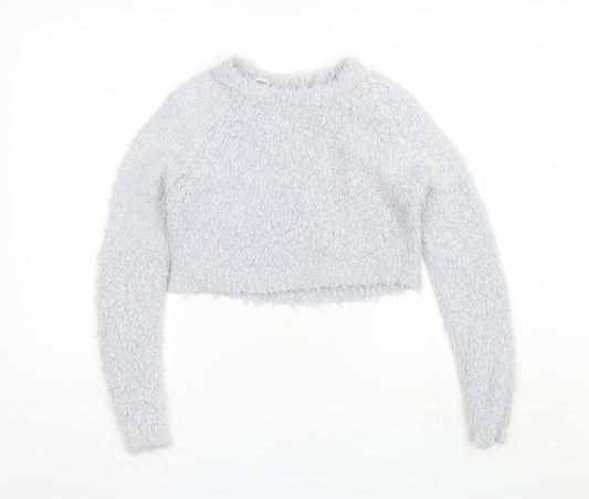 River Island Womens Blue Round Neck  Polyester Pullover Jumper Size 6