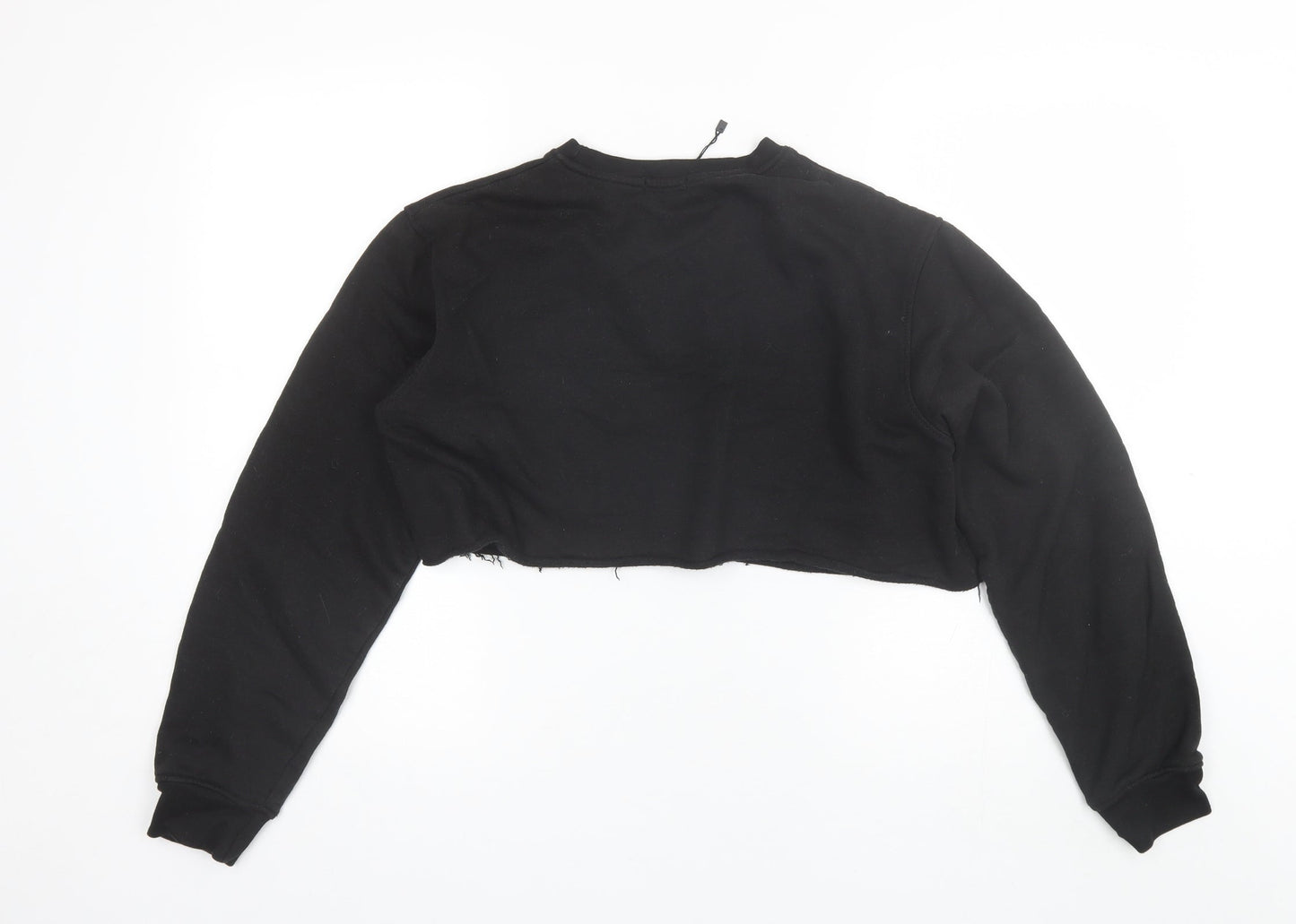PRETTYLITTLETHING Womens Black Round Neck  Cotton Pullover Jumper Size M   - Cropped