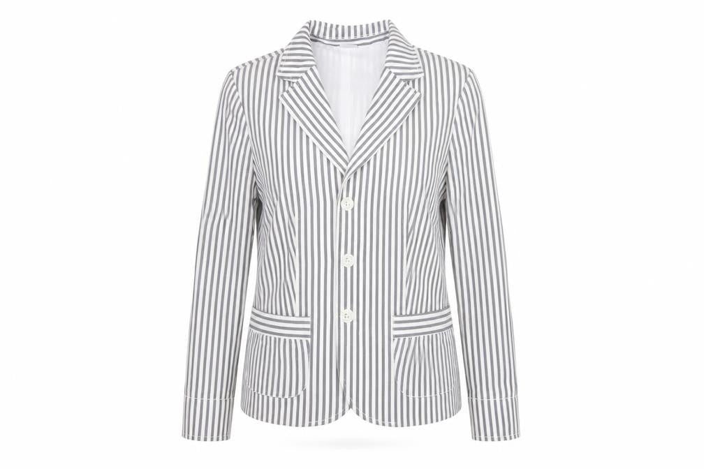 Damart Womens Grey Striped  Jacket Blazer Size 16