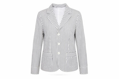 Damart Womens Grey Striped  Jacket Blazer Size 16