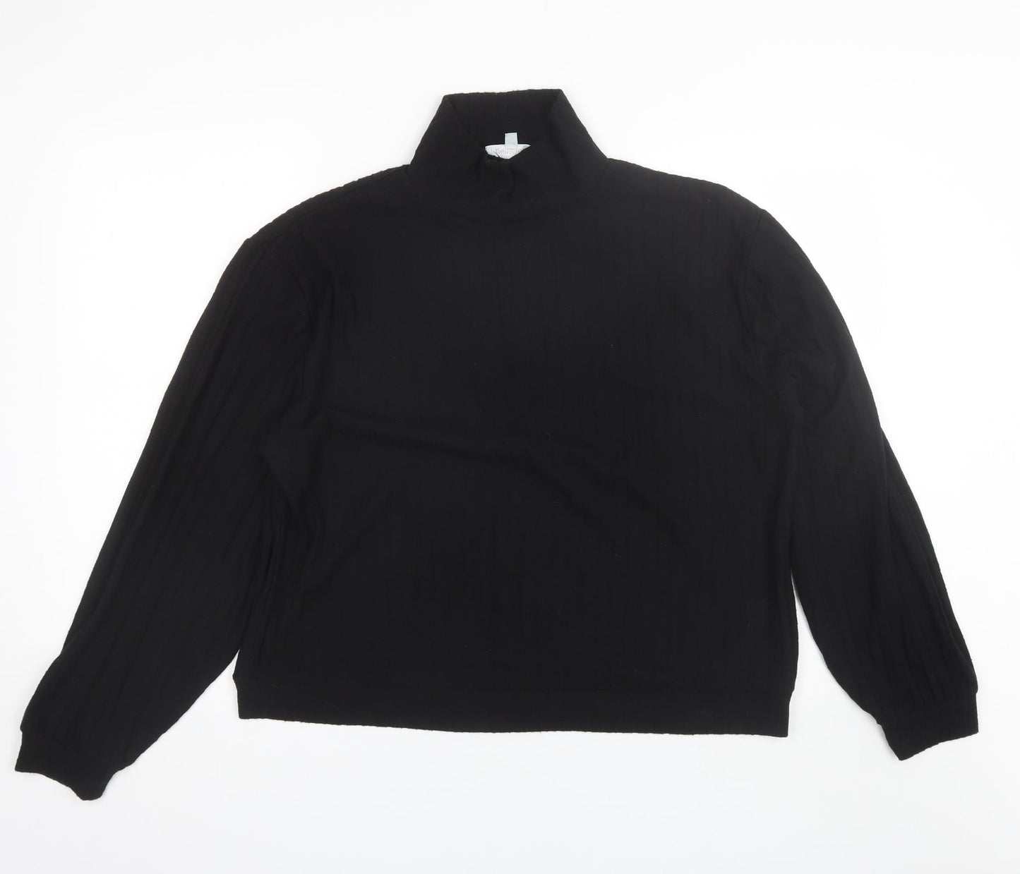 Loungable Womens Black Mock Neck  Polyester Pullover Jumper Size 14