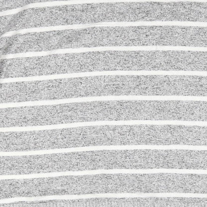 Marks & Spencer Womens Grey Round Neck Striped Viscose Pullover Jumper Size 12   - The Lounge Edit