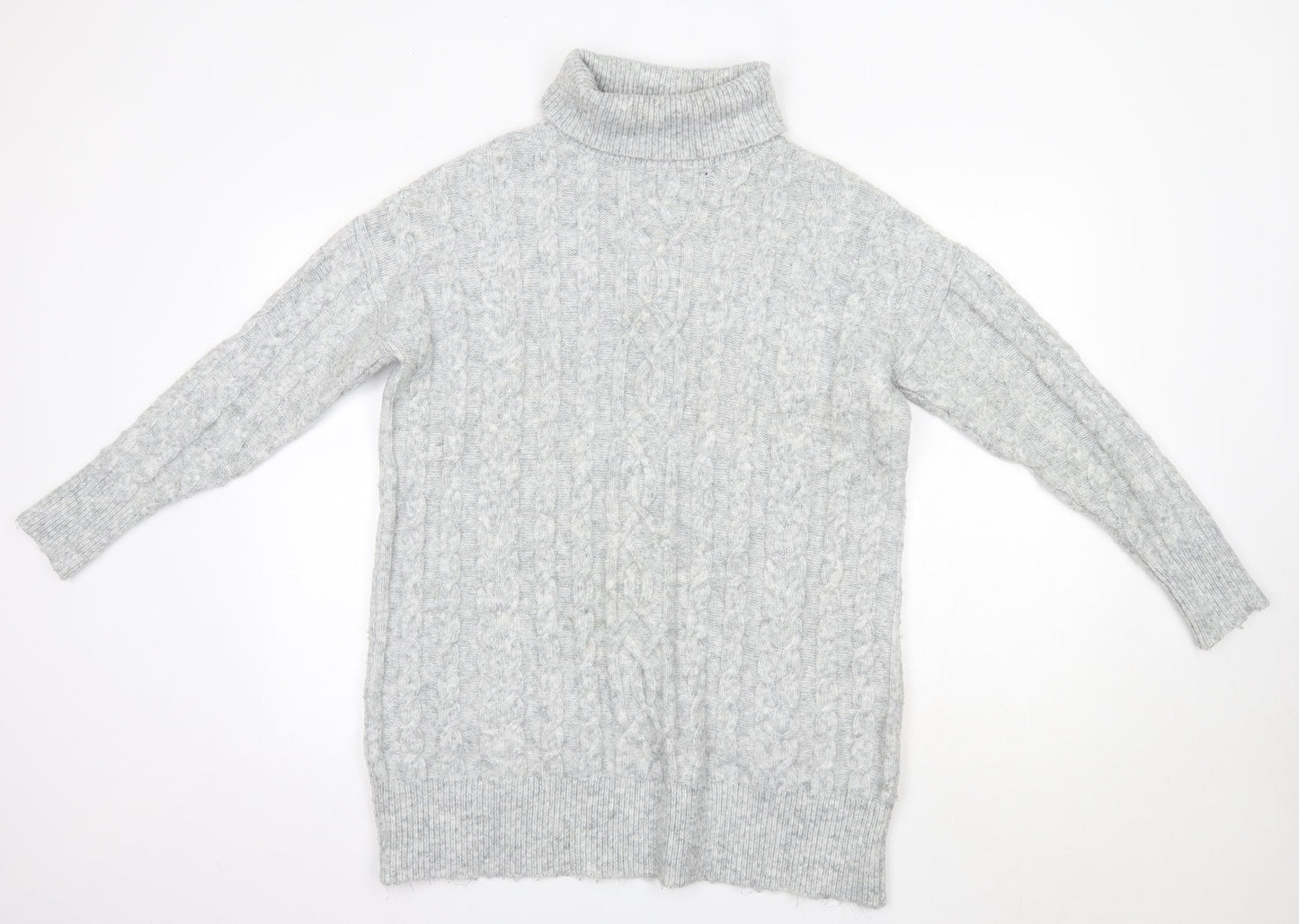 Matalan Womens Grey Roll Neck  Acrylic Pullover Jumper Size S