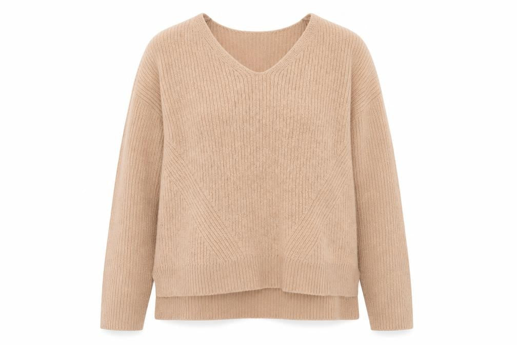 H&M Womens Pink V-Neck  Acrylic Pullover Jumper Size S