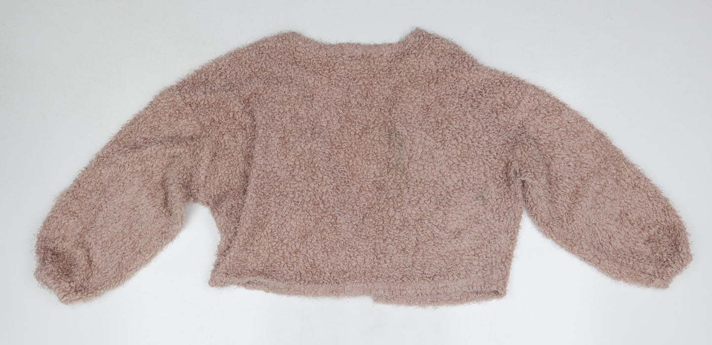 New Look Womens Pink V-Neck  Polyester Cardigan Jumper Size M