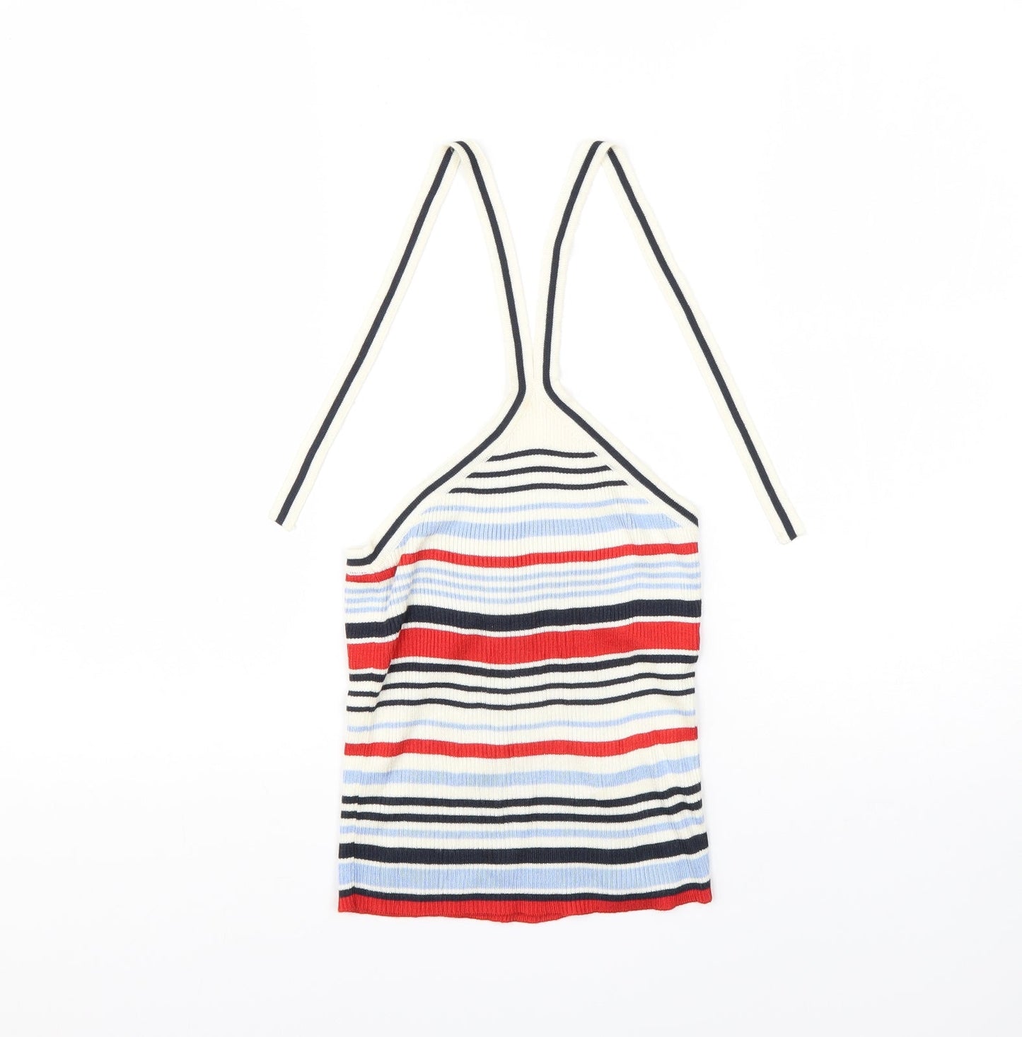 Cooperative Womens Multicoloured Striped Viscose Basic Blouse Size S Square Neck