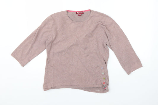 Monsoon Womens Pink Round Neck  Cotton Pullover Jumper Size 12
