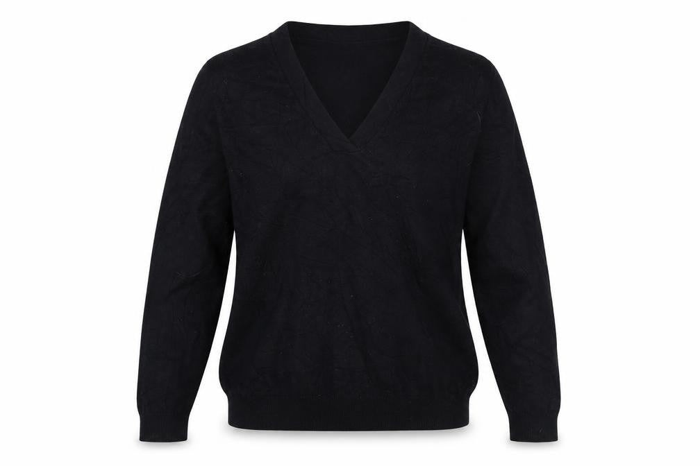 Preworn Womens Black V-Neck  Viscose Pullover Jumper Size 12