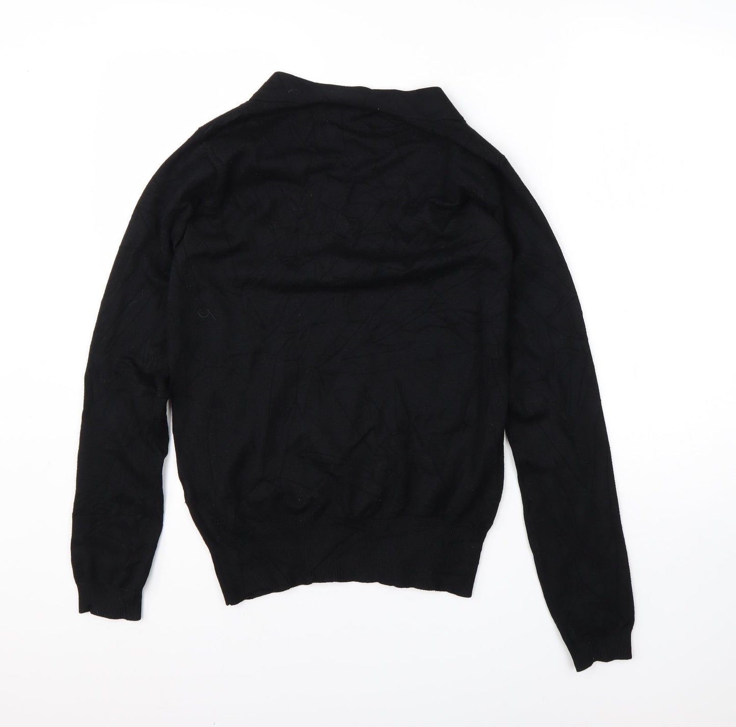Preworn Womens Black V-Neck  Viscose Pullover Jumper Size 12