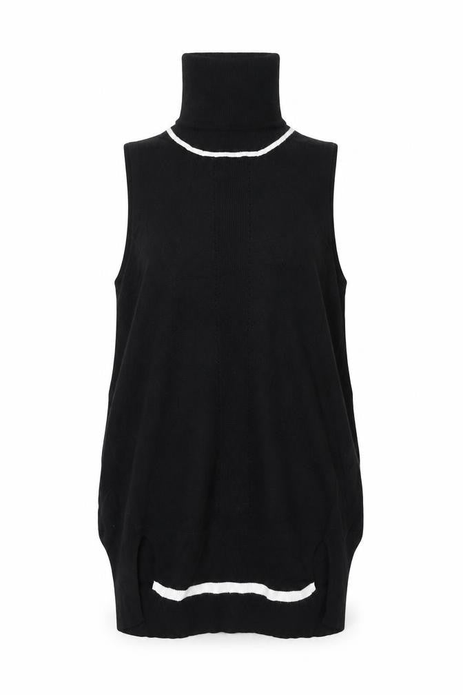 River Island Womens Black Roll Neck  Viscose Vest Jumper Size 8