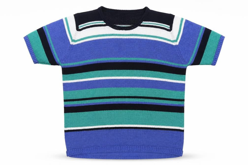EWM Womens Blue Round Neck Striped Polyester Pullover Jumper Size XL
