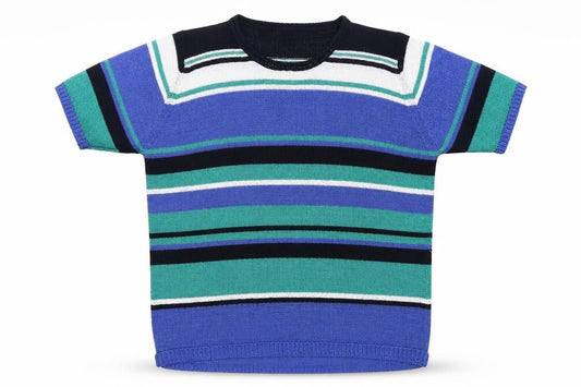 EWM Womens Blue Round Neck Striped Polyester Pullover Jumper Size XL