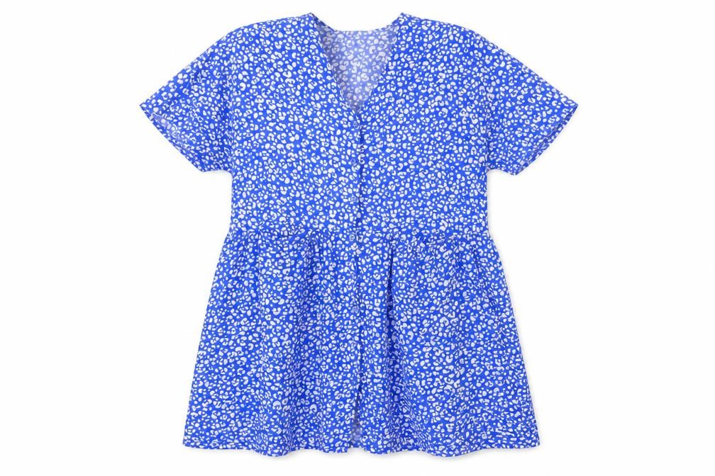Monki Womens Blue Animal Print Viscose A-Line  Size M  Round Neck