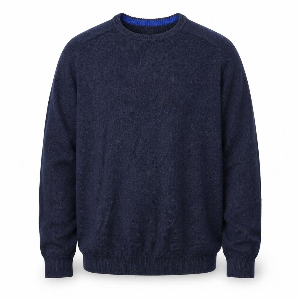 Easy Mens Blue Round Neck  Cotton Pullover Jumper Size XL