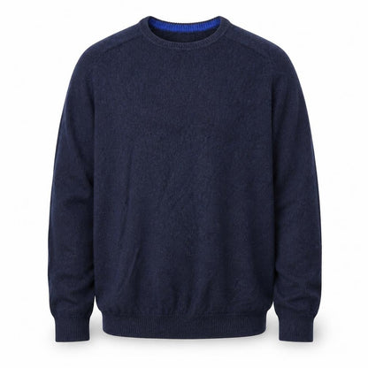 Easy Mens Blue Round Neck  Cotton Pullover Jumper Size XL