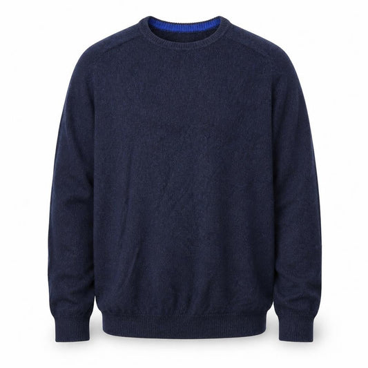 Easy Mens Blue Round Neck  Cotton Pullover Jumper Size XL