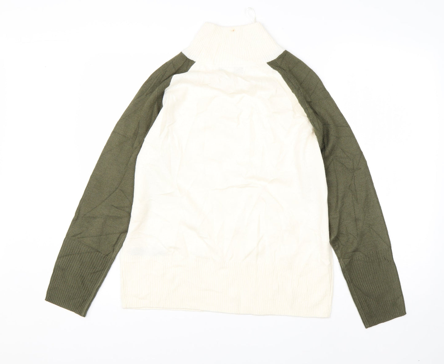M&S Womens Beige High Neck  Acrylic Pullover Jumper Size S