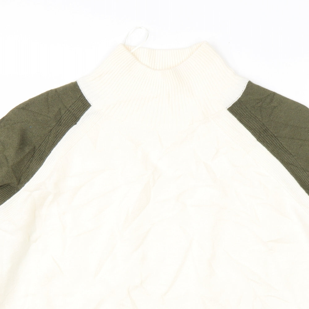 M&S Womens Beige High Neck  Acrylic Pullover Jumper Size S