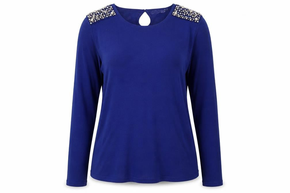 Darling  Womens Blue Round Neck  Viscose Pullover Jumper Size M